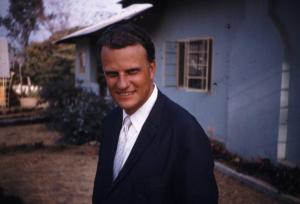 Billy Graham in front of SIM posed just for me